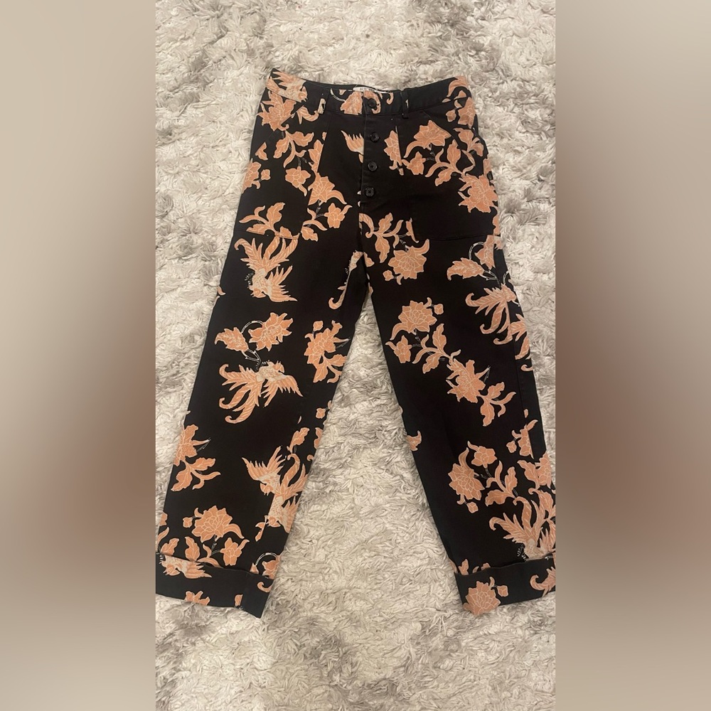 Scotch & Soda Floral Print Cropped Trouser Pants
